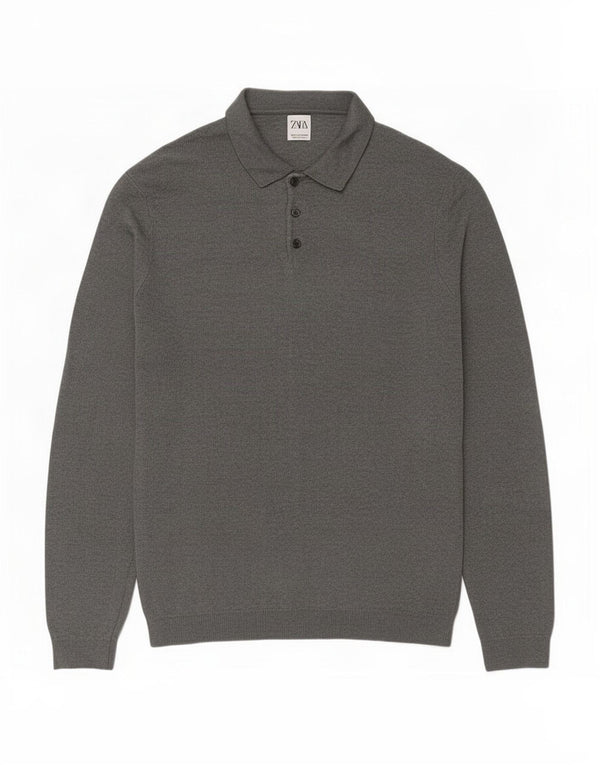 Zara Hombre Polo Neck Jumper Sweater XL Gris