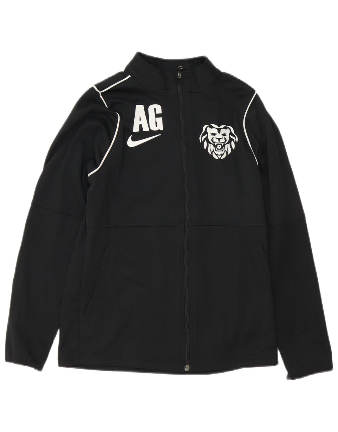NIKE Boys Dri Fit Graphic Chándal Top Chaqueta 10-11 años Mediano Negro