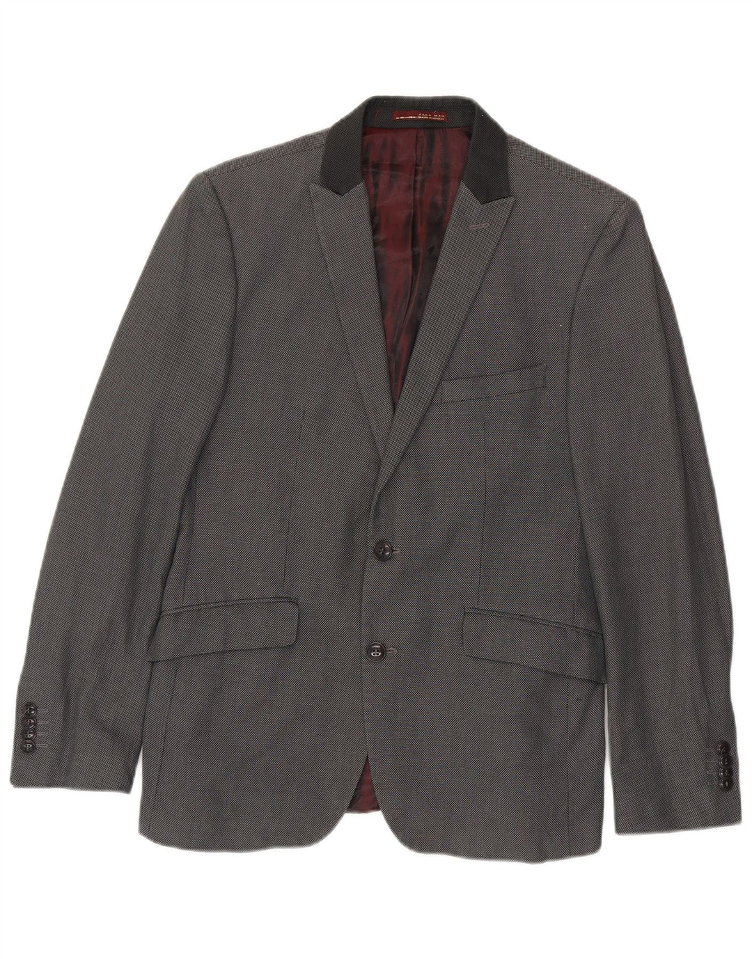 Zara Chaqueta Blazer De 2 Botones Para Hombre EU 48 Algodón Gris Medio