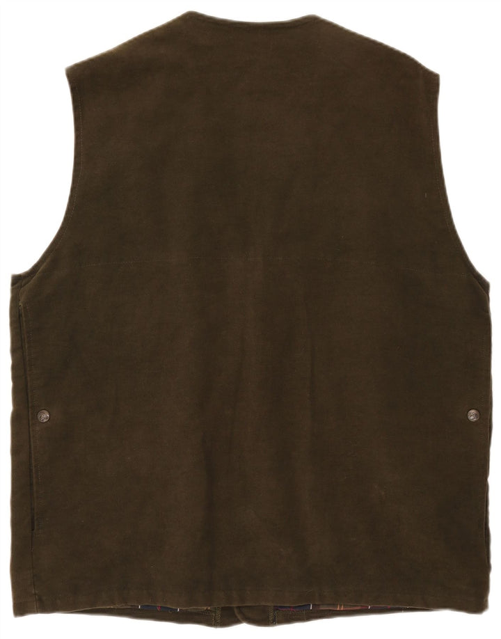 VINTAGE Chaleco utilitario para hombre Reino Unido 42 XL Algodón caqui