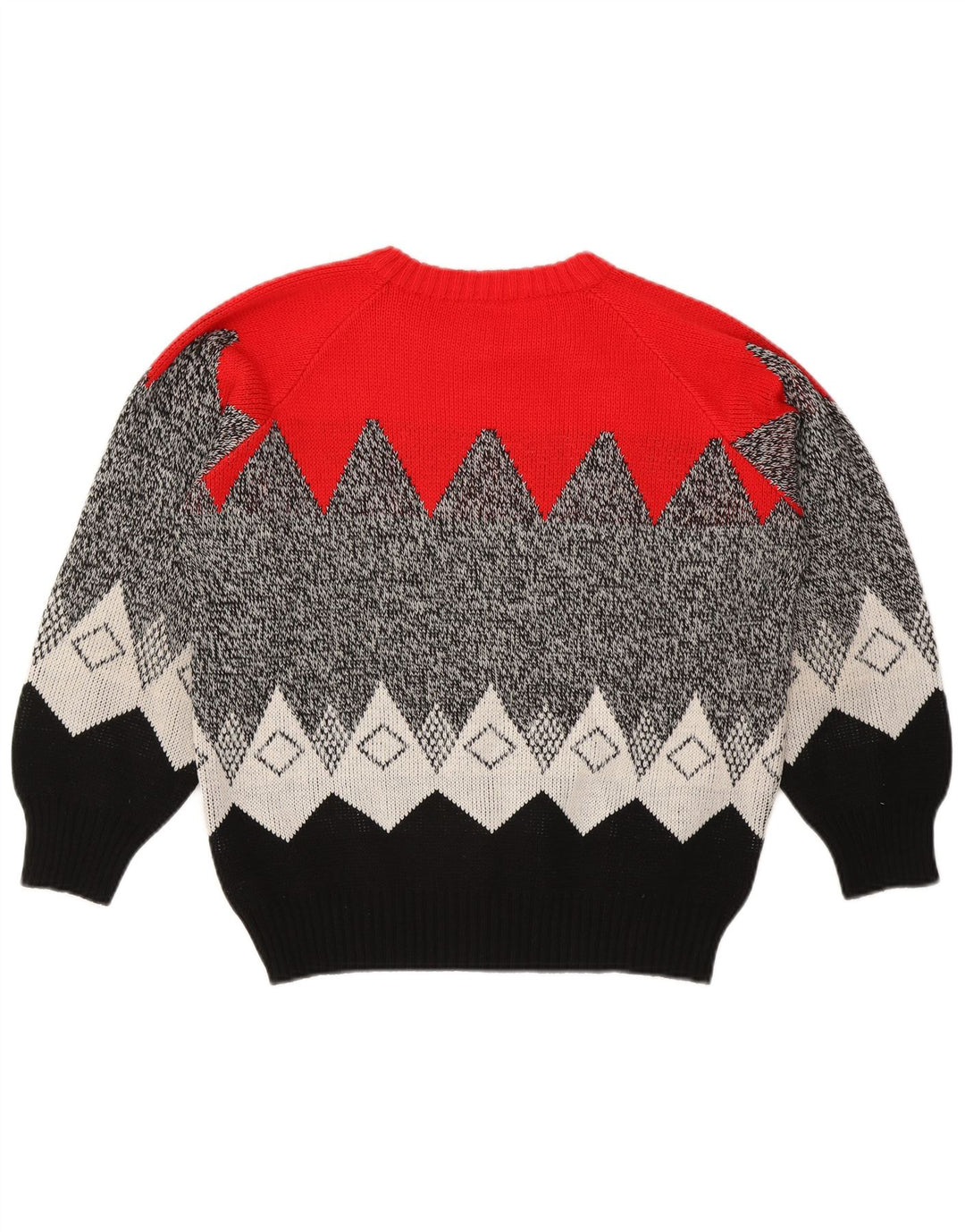 Vintage mujer cuello redondo jersey suéter Reino Unido 16 grande multicolor