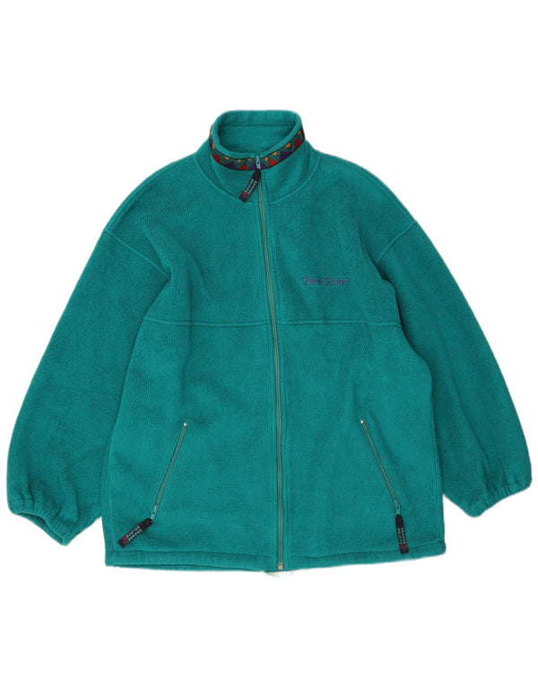 Vintage hombres chaqueta de lana Reino Unido 40 poliéster geométrico verde grande