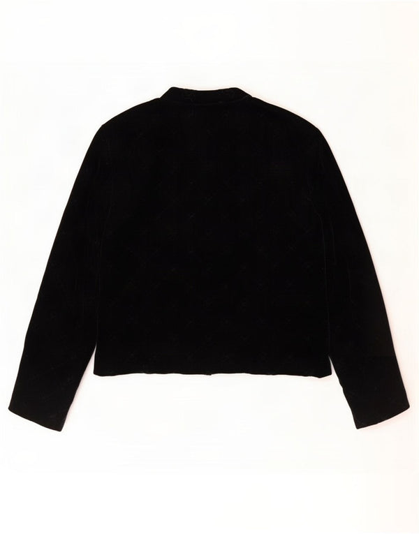 Vintage mujer abierta chaqueta blazer IT 48 XL algodón negro