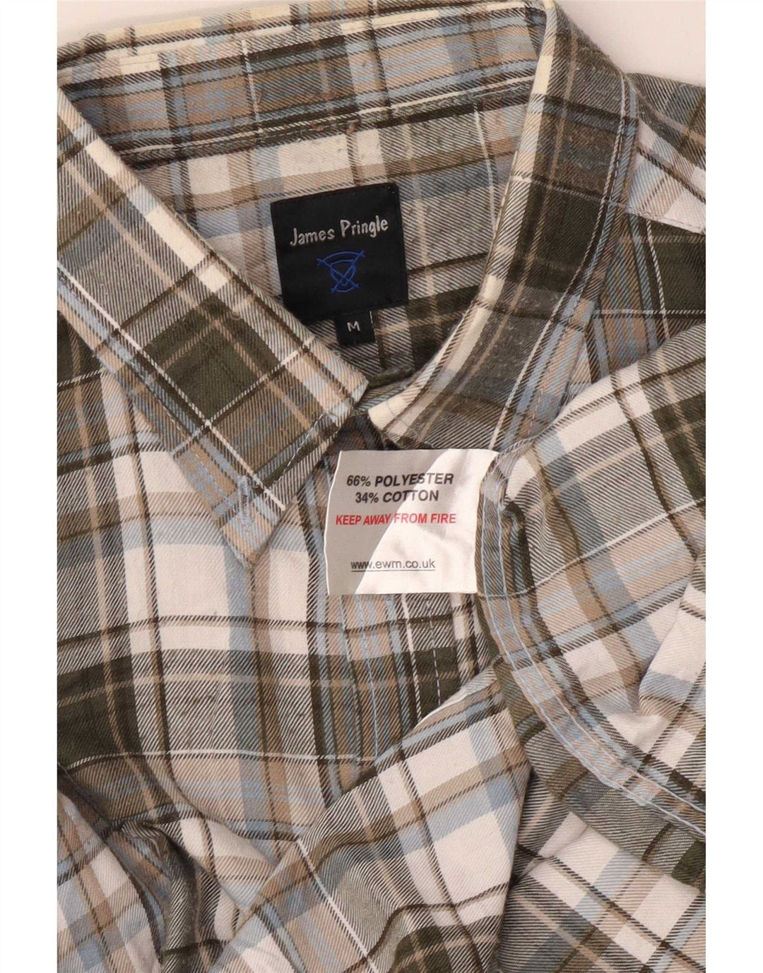 Camisa de franela para hombre James Pringle Poliéster a cuadros gris medio