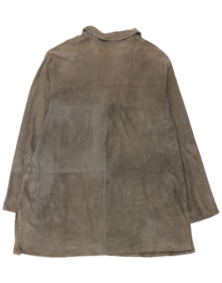 Vintage mujer ante chaqueta Reino Unido 20 2XL cuero gris