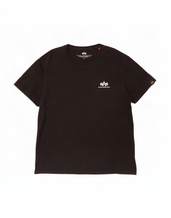 Alpha Industries - Camiseta para hombre, talla grande, algodón negro