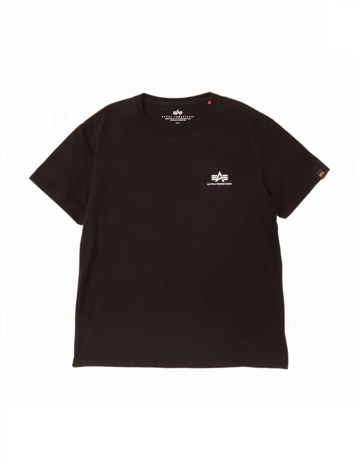 Alpha Industries - Camiseta para hombre, talla grande, algodón negro