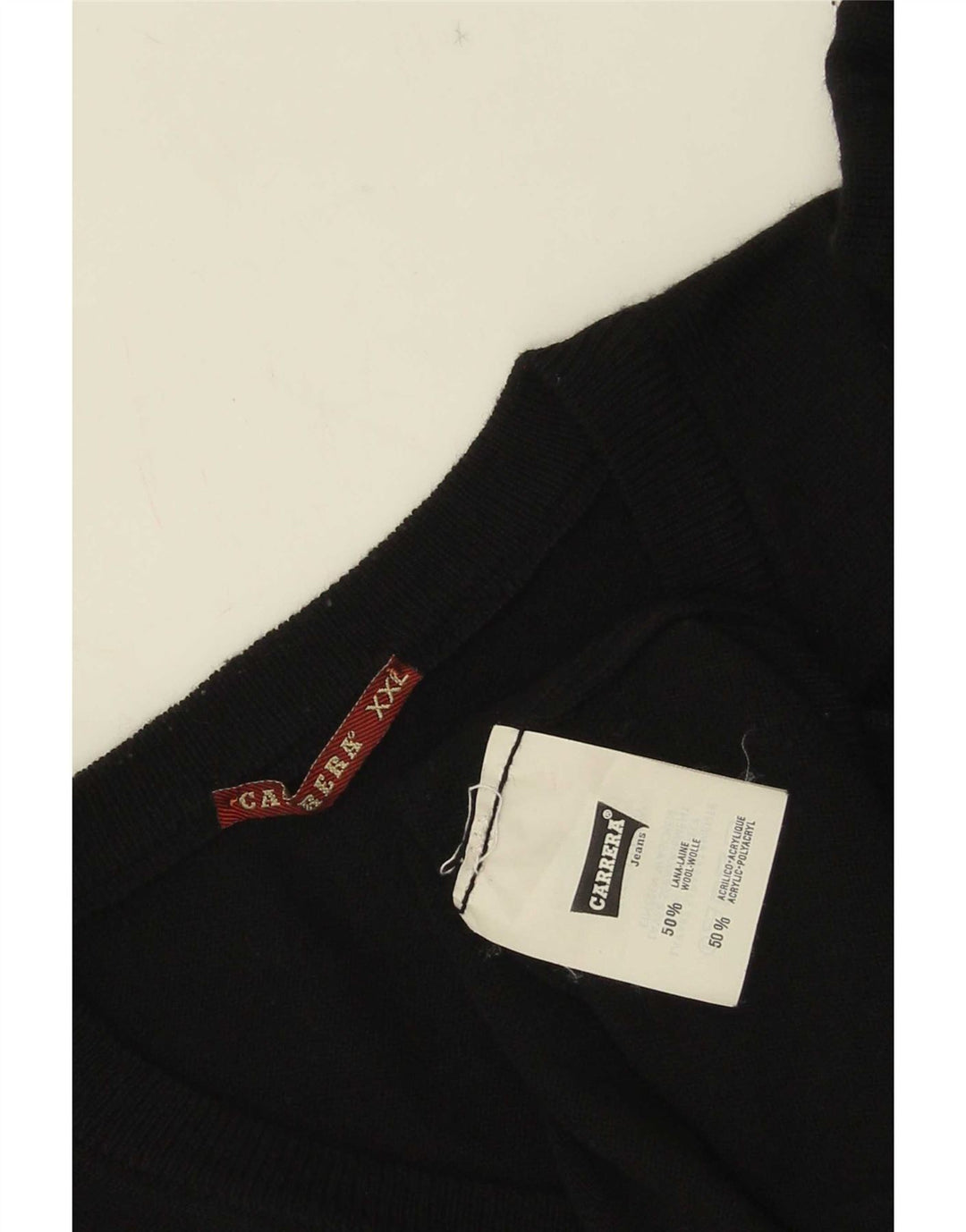 Carrera - Jersey con cuello en V para hombre, talla 2XL, lana negra