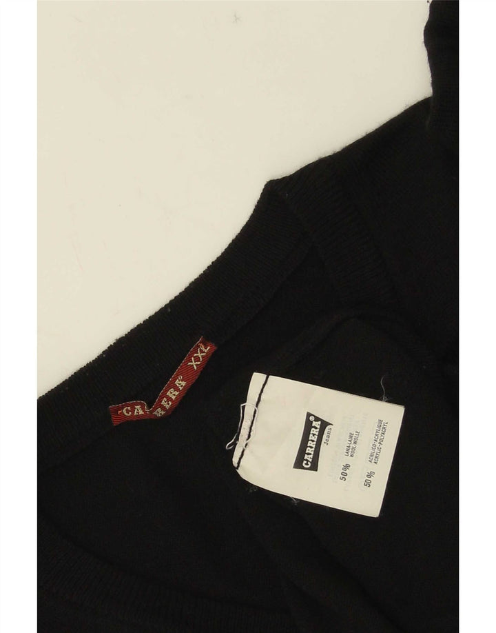 Carrera - Jersey con cuello en V para hombre, talla 2XL, lana negra