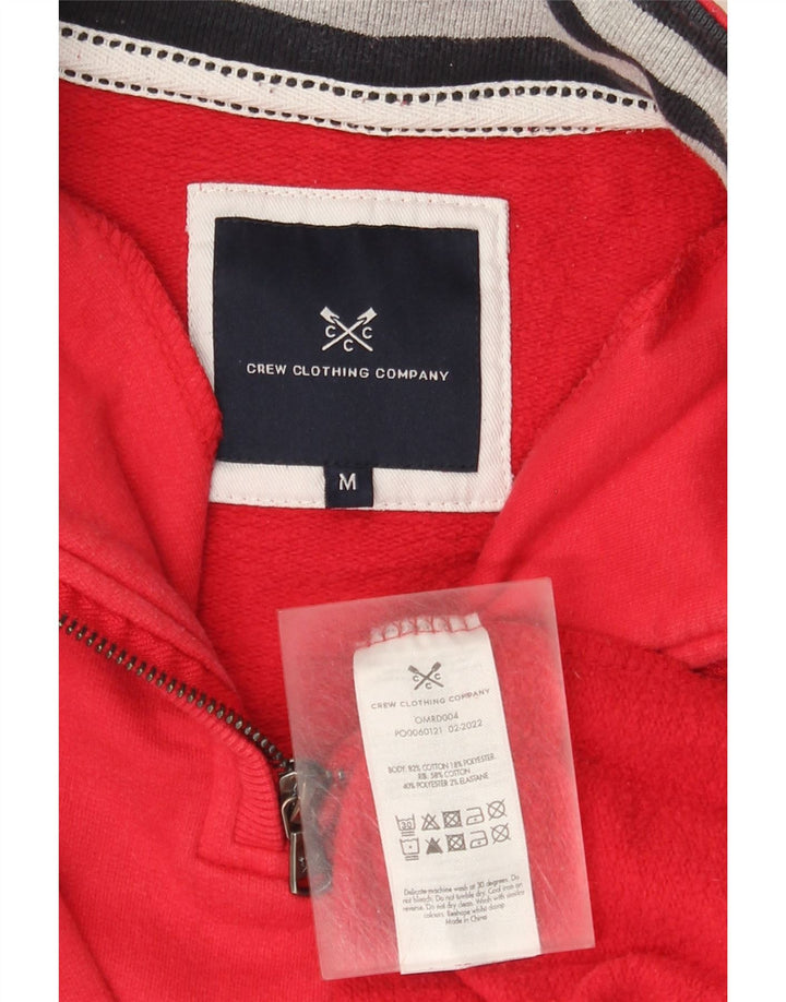 Crew Clothing - Sudadera con cuello y cremallera para hombre, jersey de algodón rojo mediano