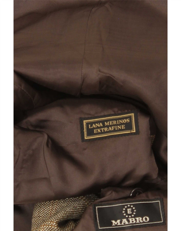 Mabro Chaqueta tipo blazer de 3 botones para hombre UK 38 Medium Khaki Check Merino Wool