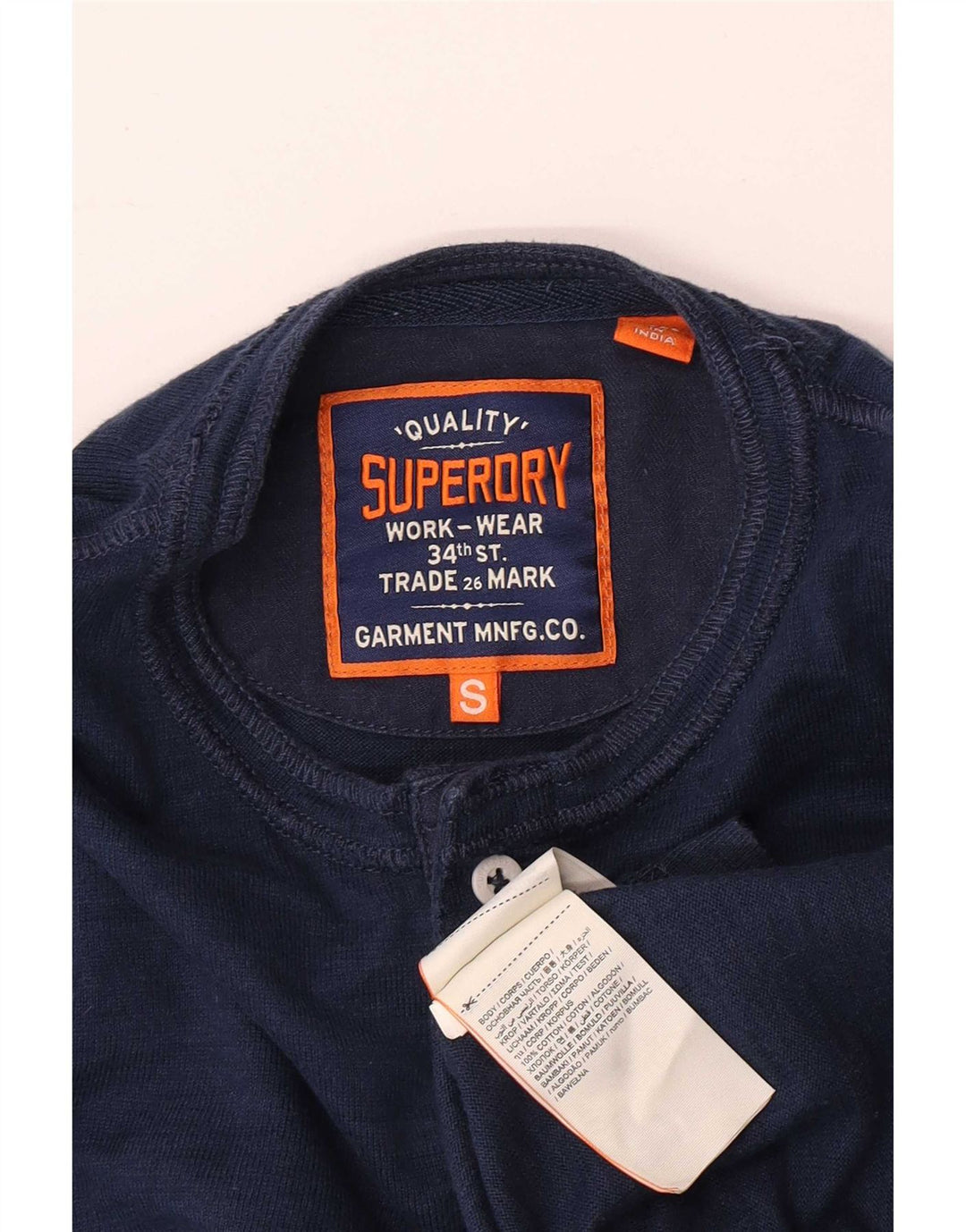 Superdry Hombre Top Manga Larga Pequeño Algodón Azul Marino