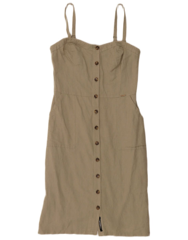 Superdry Vestido lencero sin mangas para mujer UK 40 Small Khaki Linen