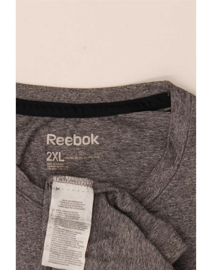 Reebok Camiseta para hombre Top 2XL Poliéster moteado gris