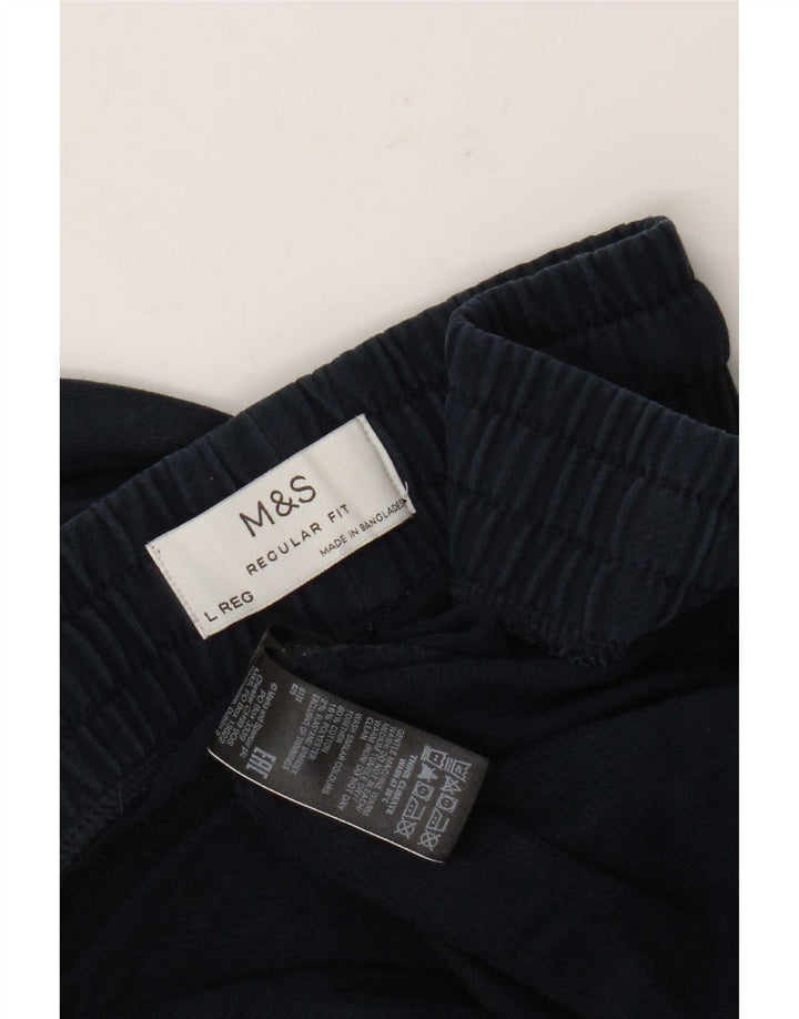 Marks & Spencer Pantalones de chándal de corte regular para hombre, tamaño grande, algodón azul marino