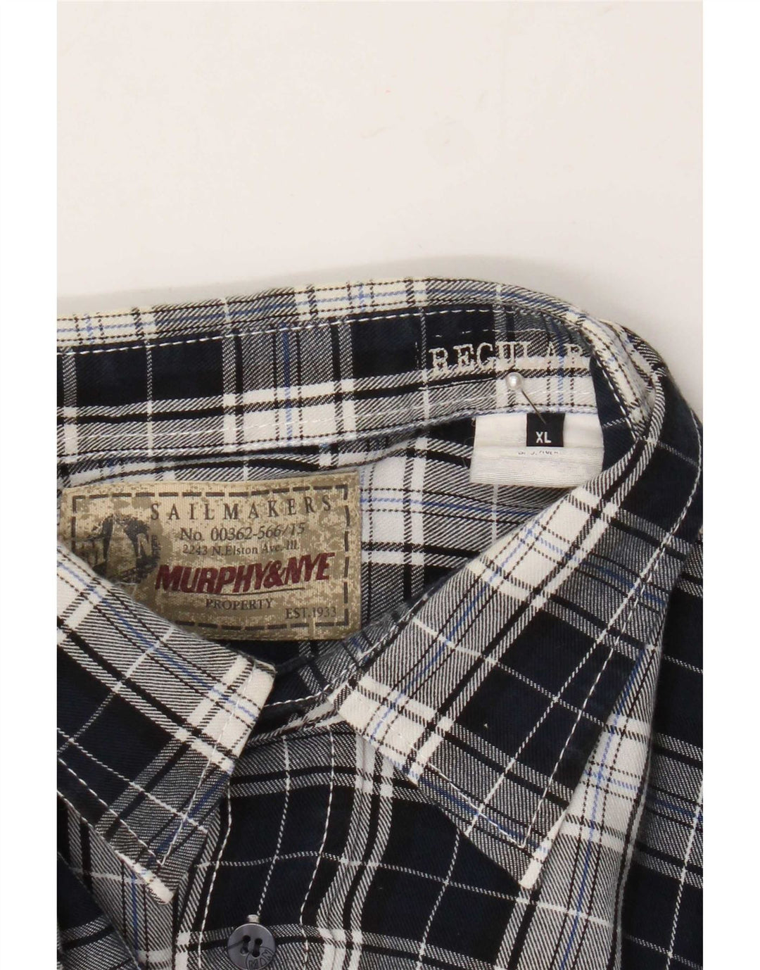 Murphy & Nye Camisa de franela para hombre XL Azul marino a cuadros