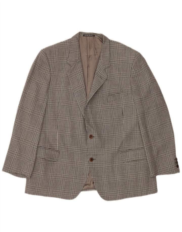 MONTANA Chaqueta tipo blazer de 2 botones para hombre IT 56 3XL Lana virgen de pata de gallo gris