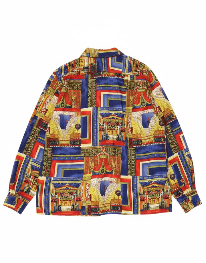 VINTAGE Camisa de patrón abstracto para mujer Reino Unido 18 XL Multicolor