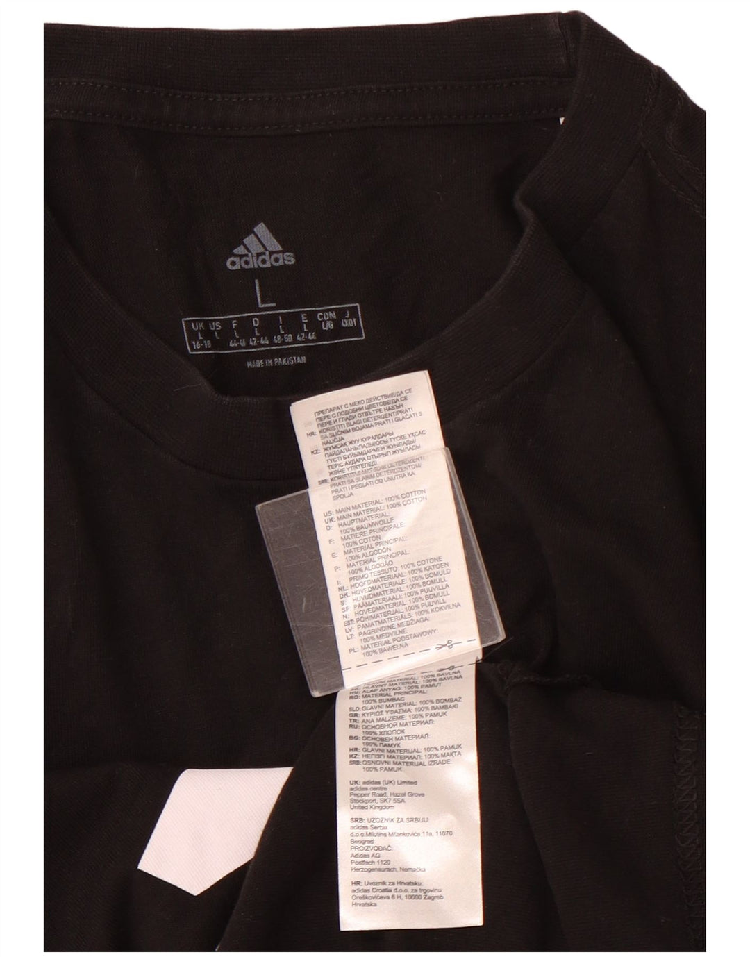 ADIDAS Camiseta gráfica para mujer Top UK 16/18 Grande Algodón negro