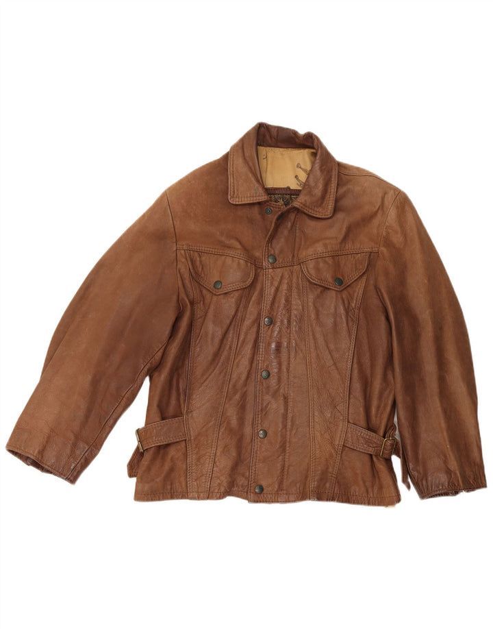 Chaqueta de cuero vintage para hombre Reino Unido 38 Marrón medio