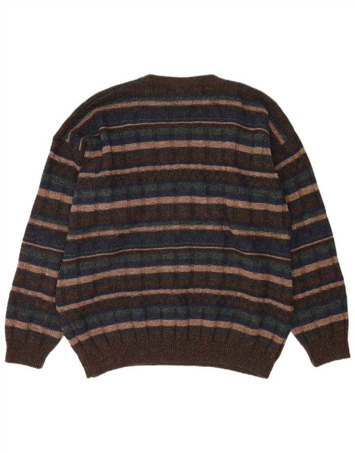 Canda Jersey De Cuello Redondo Para Hombre XL Acrílico A Rayas Marrón