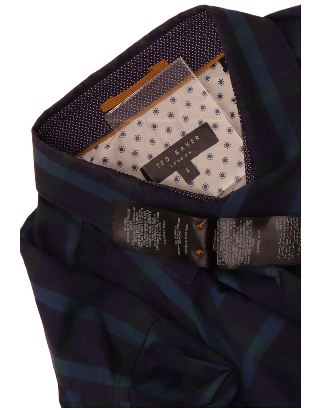 Ted Baker Camisa para hombre Talla 4 Grande Azul marino Cuadros Algodón