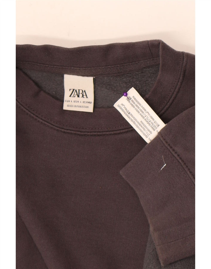 Zara Hombre Sudadera Jumper Large Gris Algodón