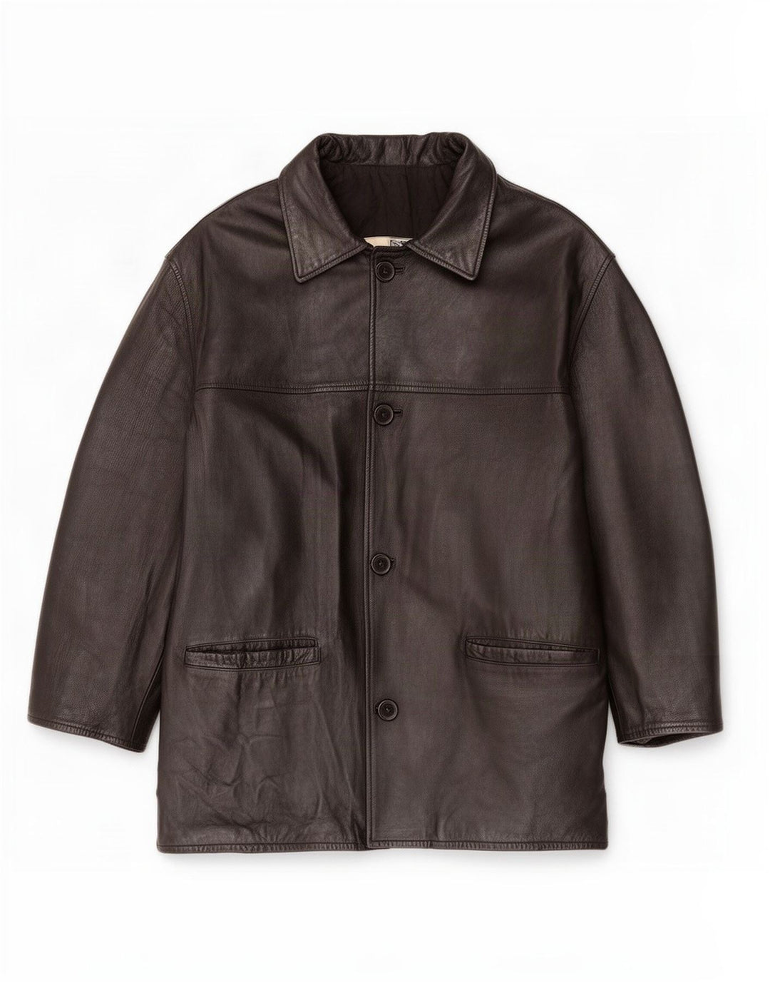 Chaqueta de cuero vintage para hombre IT 52 XL Negro