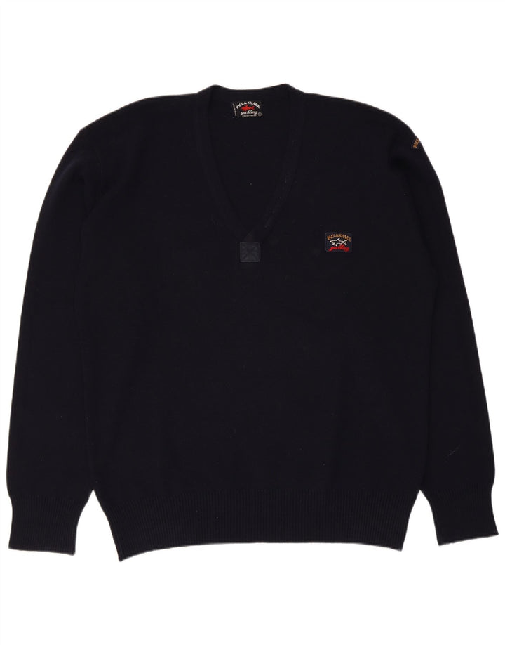 Paul & Shark Jersey con Cuello en V para Hombre Azul Marino Medio