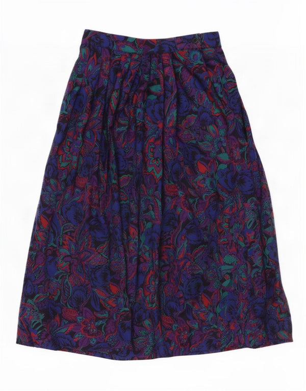Windsmoor Falda Plisada De Cintura Alta Para Mujer UK 10 Small W26 Azul Floral