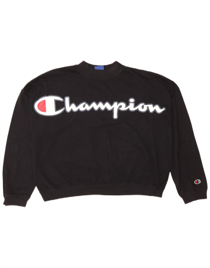 Champion Sudadera de gran tamaño con gráfico para mujer UK 6 XS Negro