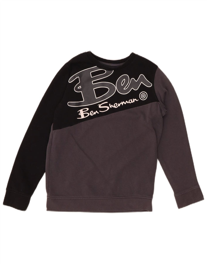 BEN SHERMAN Sudadera con estampado gráfico para niños 9-10 años Gris Colorblock