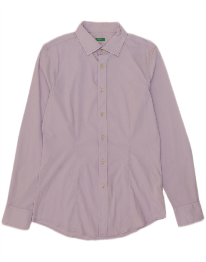 Camisa Benetton Hombre Mediano Morado Algodón