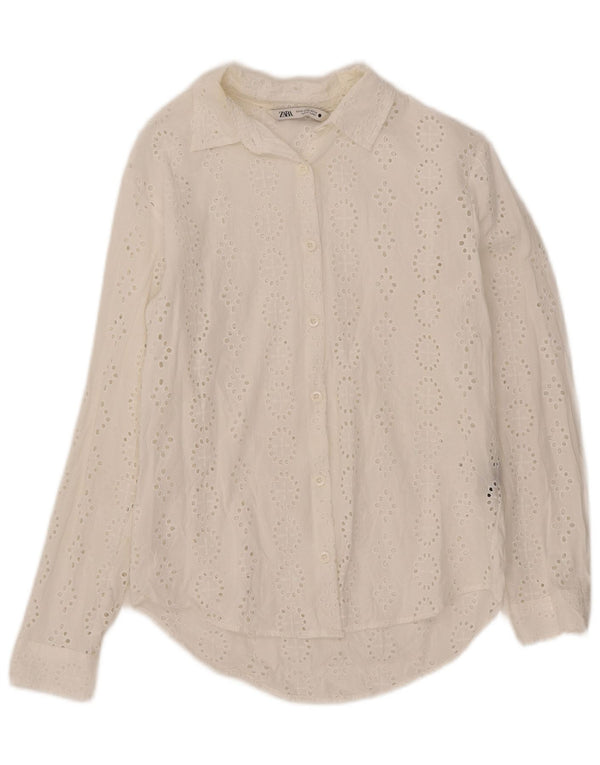 Zara Camisa Mujer UK 6 XS Algodón Blanco