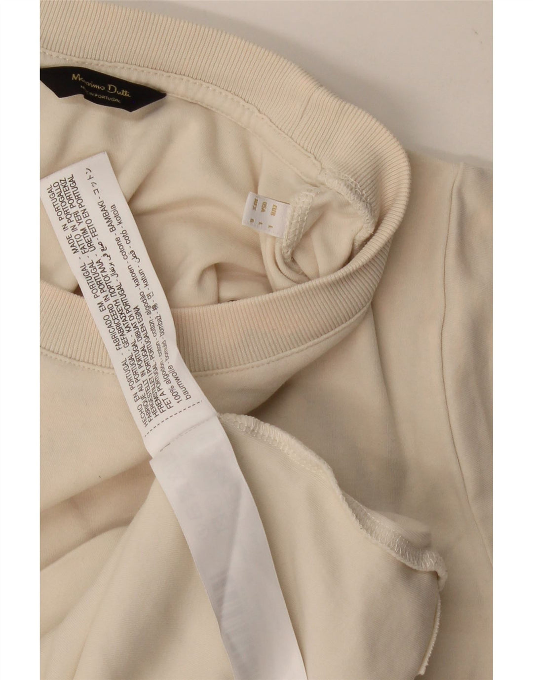 MASSIMO DUTTI Mens T-Shirt Top Large Beige Cotton