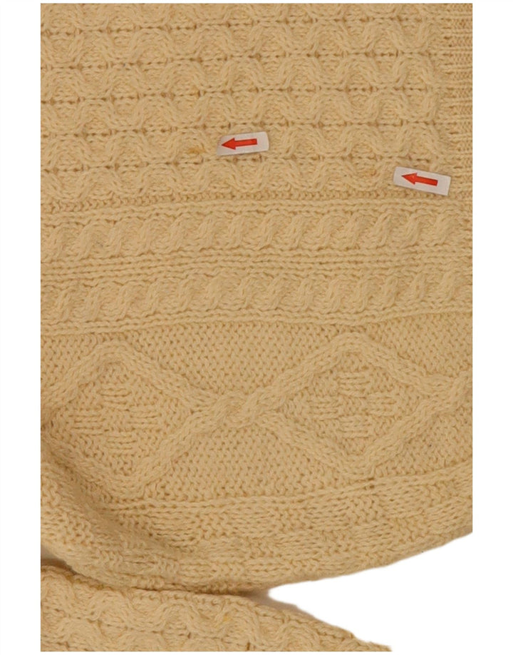 arancrafts Jersey de cuello redondo para hombre de lana beige medio