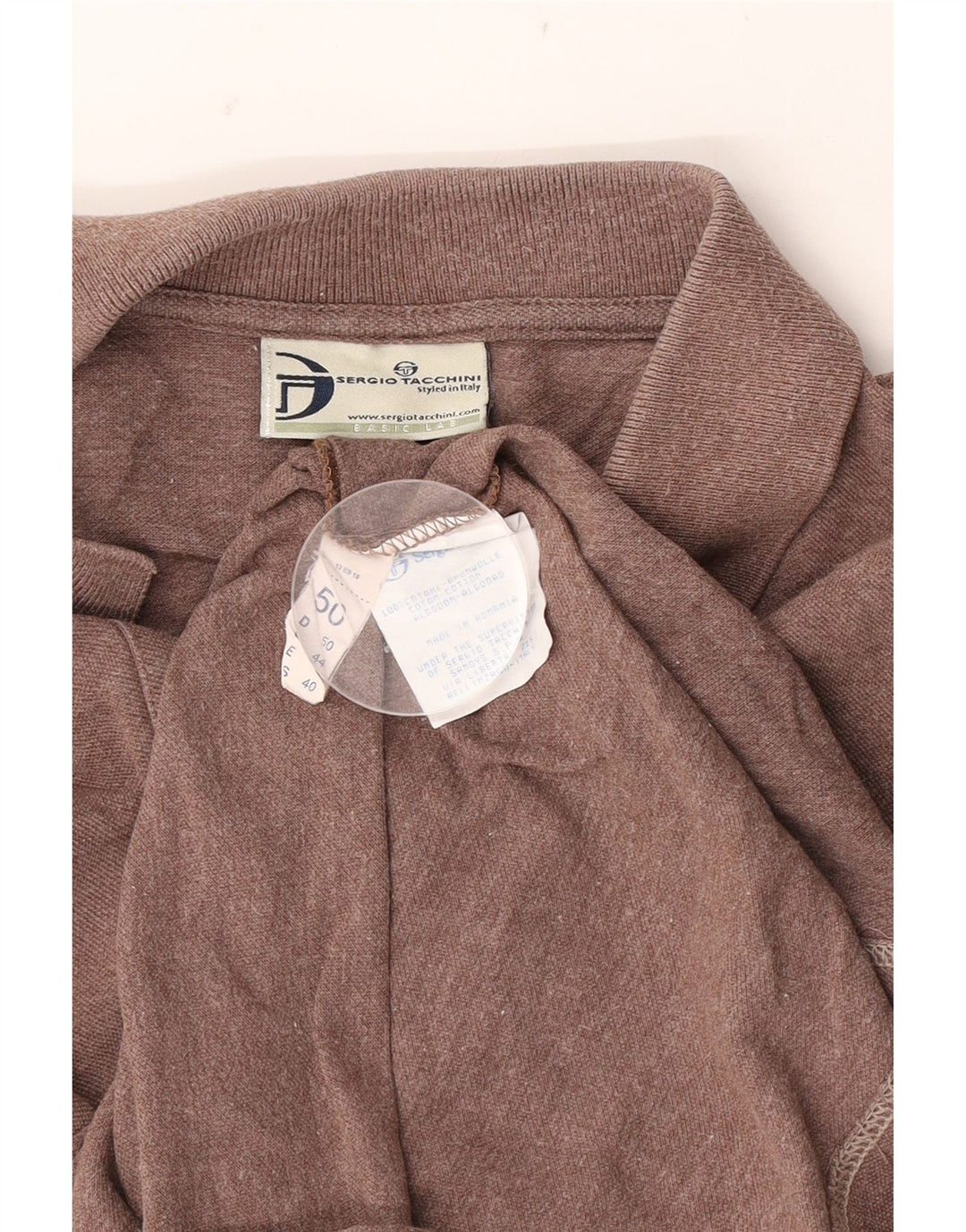 Sergio Tacchini Polo Hombre IT 50 Grande Algodón Marrón