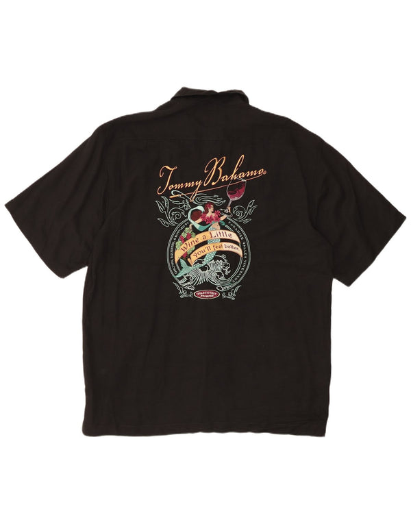 Tommy Bahama Camisa De Manga Corta Con Gráfico Para Hombre Seda Negra Mediana