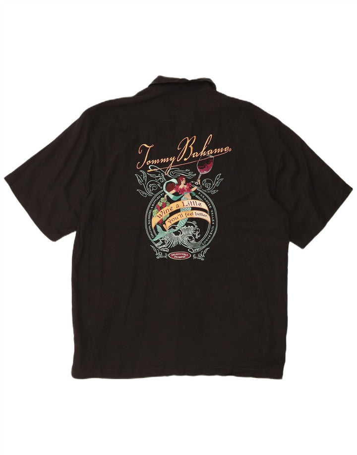 Tommy Bahama Camisa De Manga Corta Con Gráfico Para Hombre Seda Negra Mediana