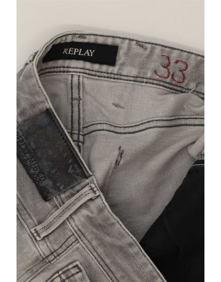 Replay Vaqueros ajustados desgastados para hombre W33 L27 Gris