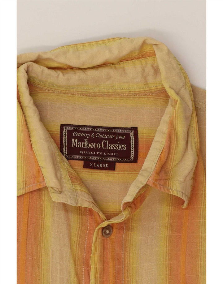 Camisa Marlboro Classics Hombre XL Naranja Rayas