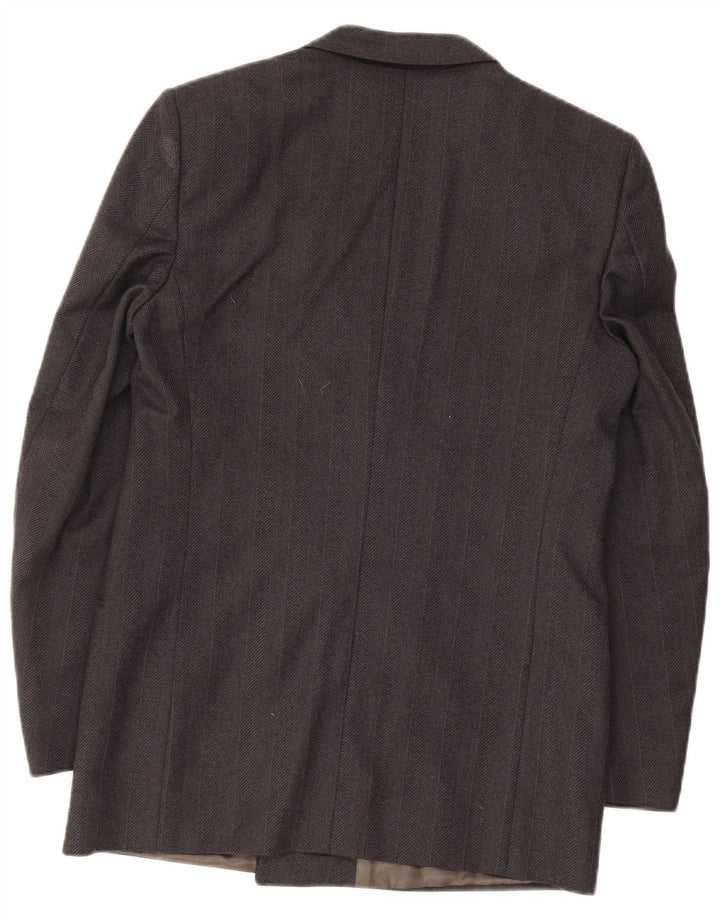 VENTANNI Chaqueta tipo blazer con doble botonadura para hombre IT 46 Small Grey Virgin Wool