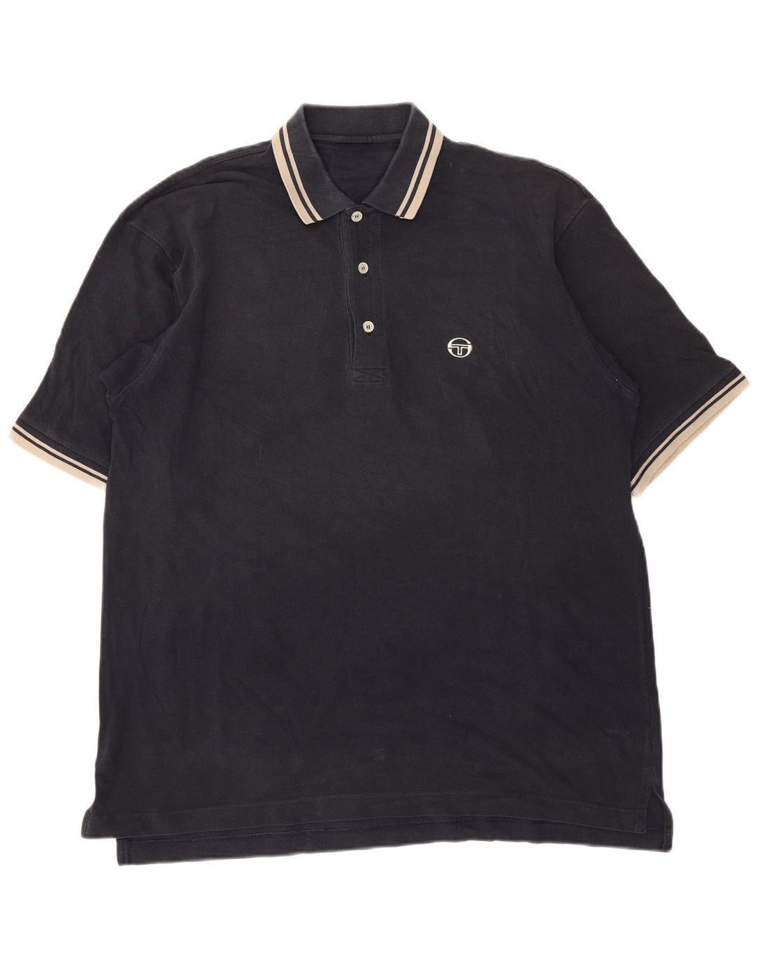 Sergio Tacchini Polo para hombre grande negro a rayas