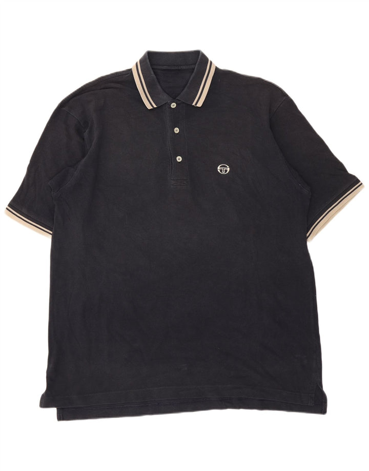 Sergio Tacchini Polo para hombre grande negro a rayas