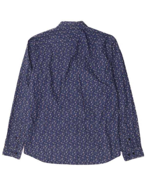 JACK & JONES Camisa slim fit para hombre Talla 42 Algodón floral azul grande