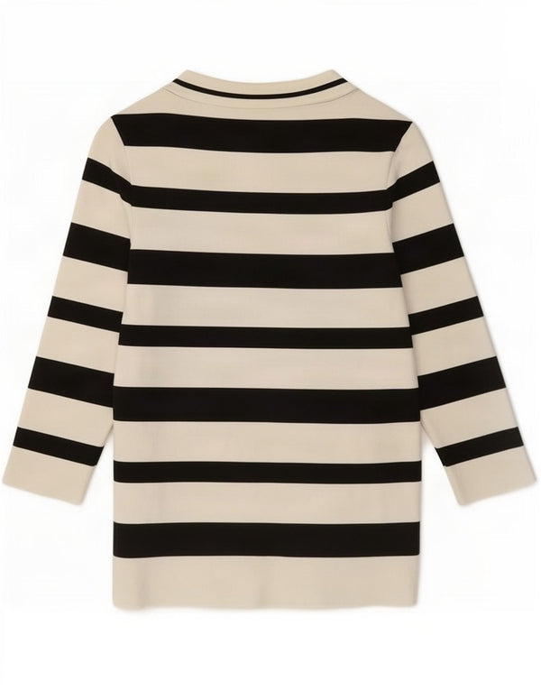 Zara Mujer Top Manga 3/4 UK 44 Grande Poliamida A Rayas Blancas