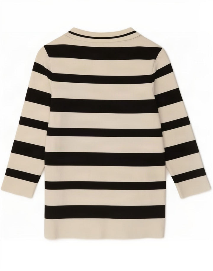 Zara Mujer Top Manga 3/4 UK 44 Grande Poliamida A Rayas Blancas