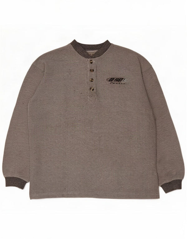 Top vintage para hombre de manga larga de algodón gris medio