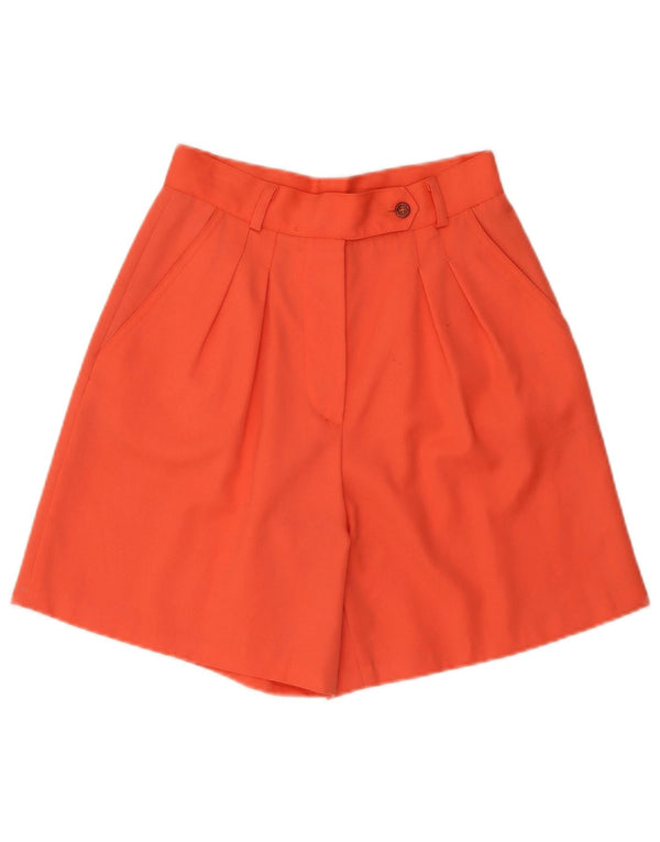Vintage mujer cintura alta pegado pantalones cortos casuales IT 44 Medio W26 Lana Naranja