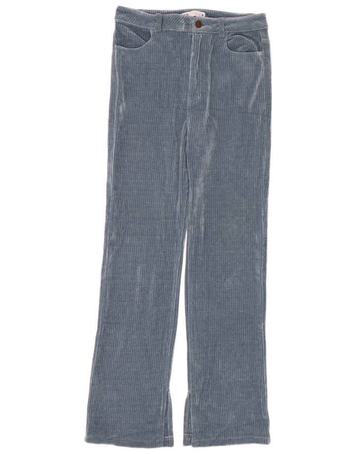 Zara Mujer Pantalón Recto De Pana EU 40 Medium W30 L30 Poliéster Azul